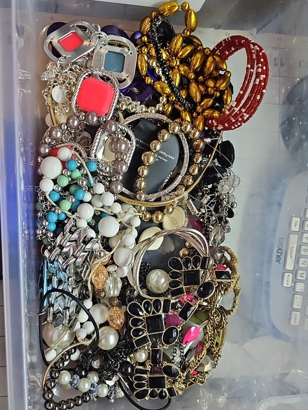 2lb Wearable Costume Jewelry For Resell Or Crafting-#19